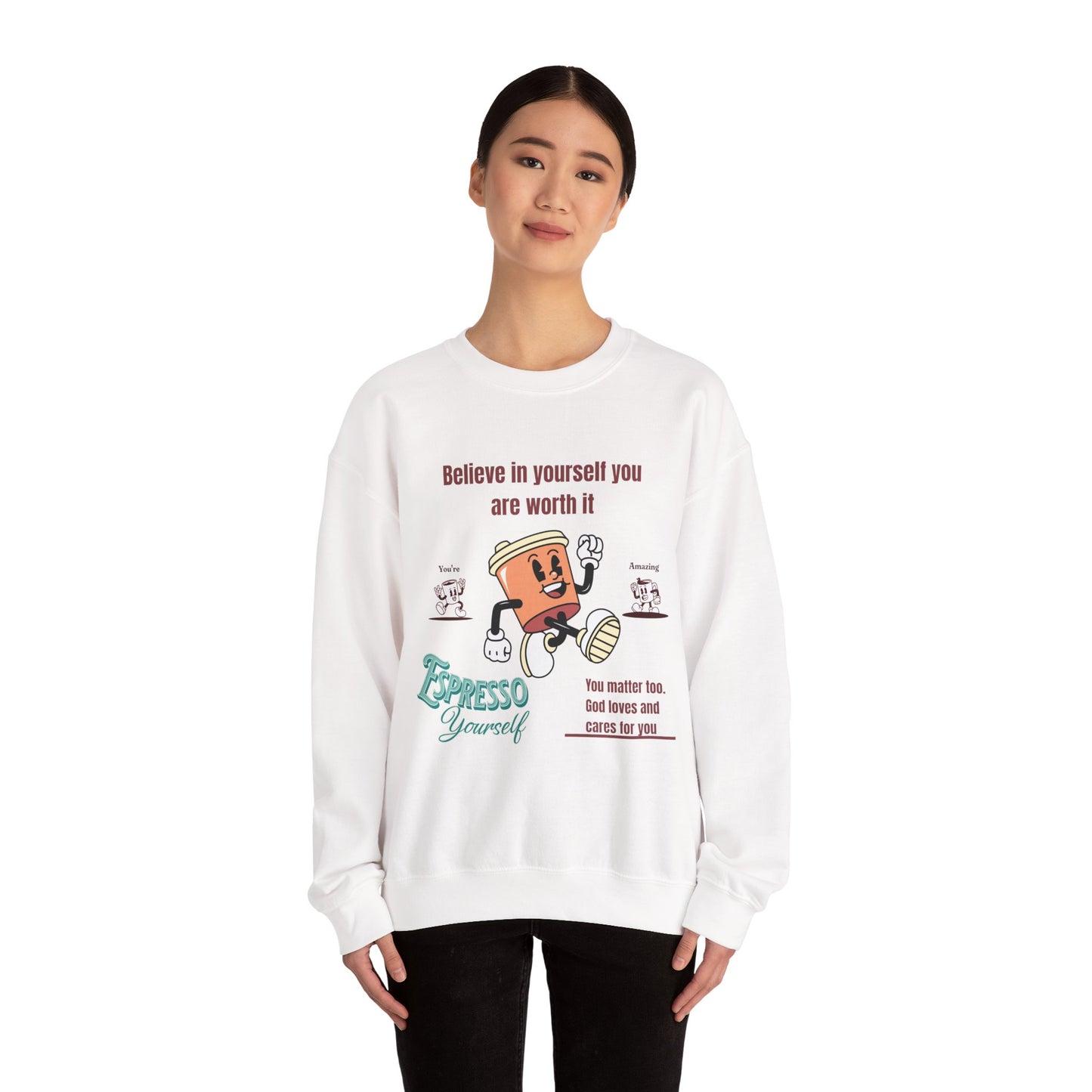 Sip and Style Crewneck Sweatshirt, Gift for Coffee Lovers, Inspirational Apparel, Cozy Sweatshirt, Positive Affirmations