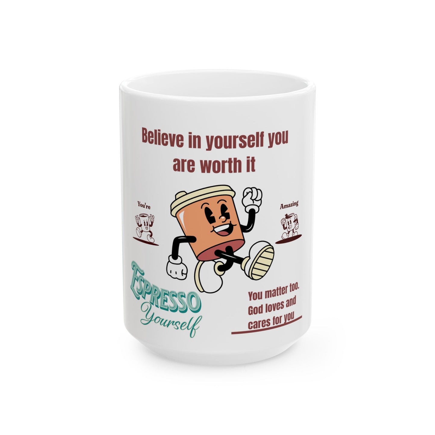 Motivational Sip and Style Ceramic Mug - Believe in Yourself, Self-Care Gift, Espresso Yourself, Inspirational Coffee Cup, Perfect for Friends, [...]
