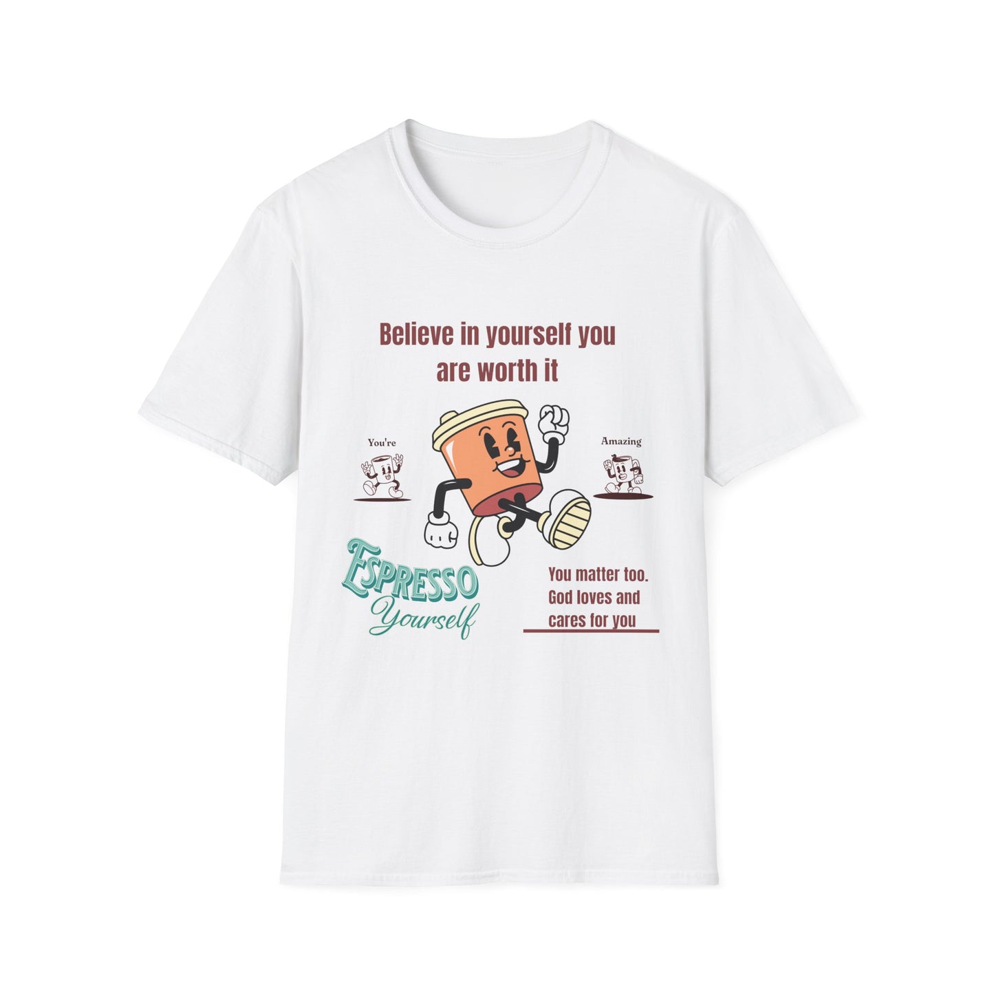 Sip and Style Tee, Unisex Softstyle T-Shirt, Positivity Shirt, Coffee Lover Gift, Inspirational Apparel
