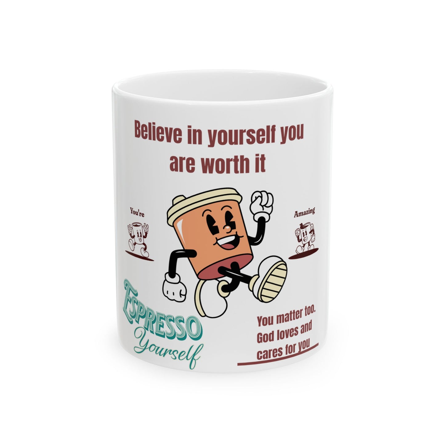 Motivational Sip and Style Ceramic Mug - Believe in Yourself, Self-Care Gift, Espresso Yourself, Inspirational Coffee Cup, Perfect for Friends, [...]