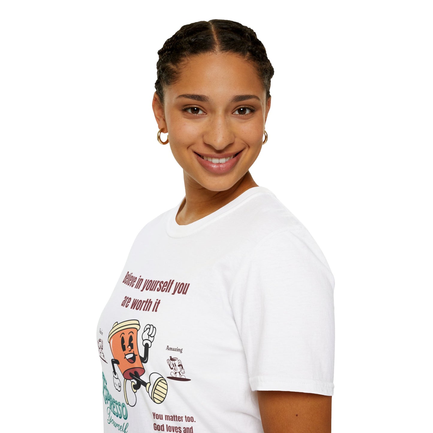 Sip and Style Tee, Unisex Softstyle T-Shirt, Positivity Shirt, Coffee Lover Gift, Inspirational Apparel